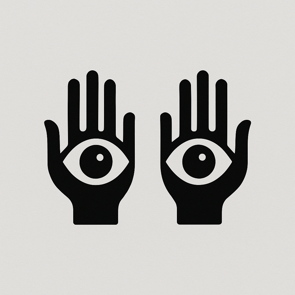 Abused and Accused Logo - Two hands holding eyes
